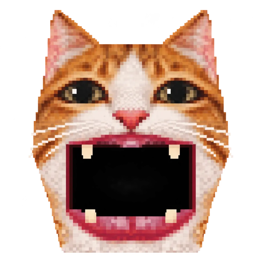 Kanji Cat with his mouth open